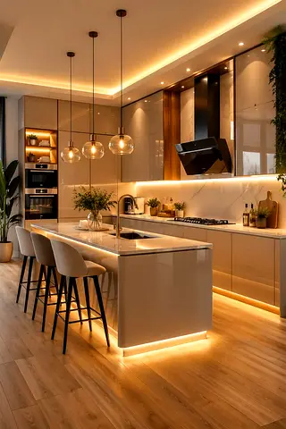 Modern Kitchen Island with Integrated Lighting
