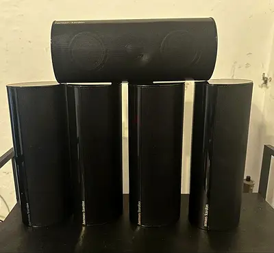 Harman/Cardon -SAT-TS60 -5 Surround Speaker Set-With 4 pcs floor stand. (Good Condition)