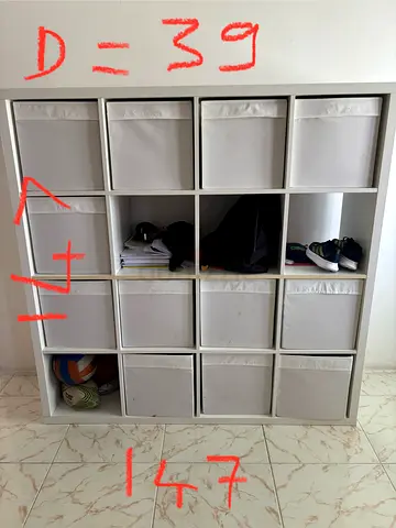 White 16-Cube Ikea Kallax Shelf with Fabric baskets