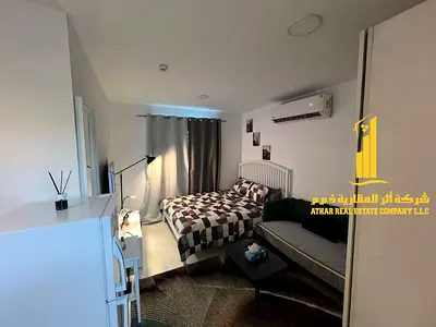 Luxury second occupied studio with semi-separate kitchen and open view, fully furnished ✨ Ajman Corniche. For monthly rent.