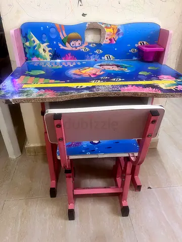 Kids Study Desk and Chair Set — Good Condition, Pink/Blue