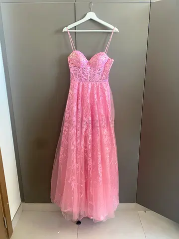 gorgeous, eye-catching pink sparkly evening gown originally purchased from Zapaka. Perfect for prom,