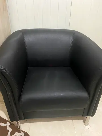 Black Leather Armchair — Good Condition