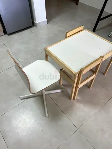 Ikea - Used kids wooden table and chair set — small activity desk with chair