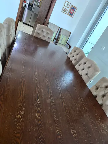 8-Seater Wooden Dining Table with Chairs – Good Condition