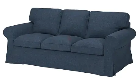 Blue 3-Seater Fabric Sofa with Slipcover