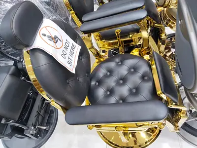 Used Black  Gold Professional Barber Chair - Hydraulic, Reclining