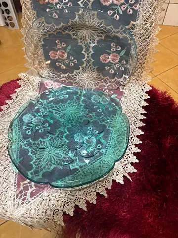 Glass Serving Dishes with Floral Patterns