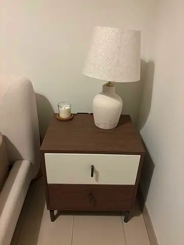 Modern 2-Drawer Bedside Table / Nightstand - Wood Finish