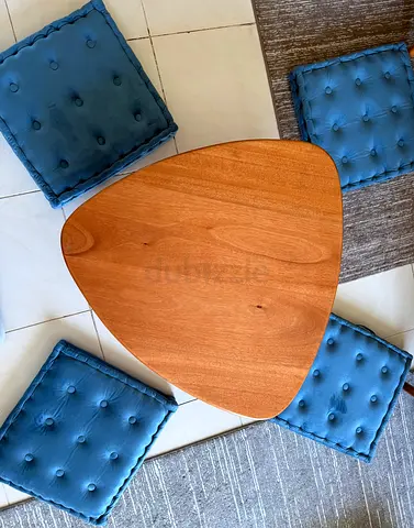Solid Wood Triangle Coffee Table — Light Walnut Finish