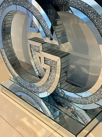 Large Decorative Mirrored Wall Panels with Crystal Inlay - Set of Pieces
