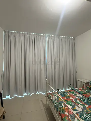 Light grey full-length bedroom curtains - good condition