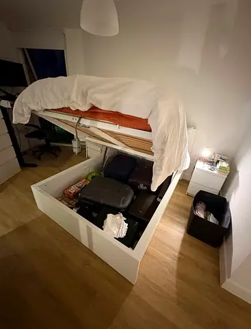 White Ottoman Storage Bed with Hydraulic Lift - king size