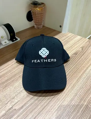 Black Feathers Embroidered Baseball Cap - Like New