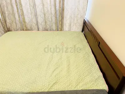 Wooden Double Bed Frame with Headboard - Good Condition