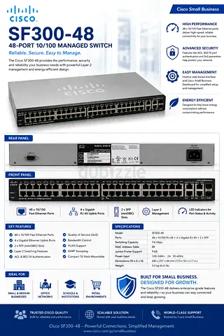 Cisco SF300-48 48-Port Managed Gigabit Switch (Layer 2) - Business Grade