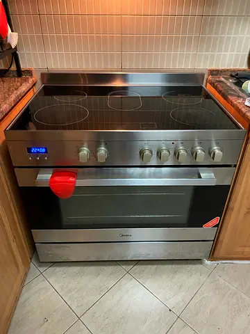 Midea 90x60cm Freestanding Ceramic Cooker with 109L Multifunction Oven, 5 Zones Full Electric Cookin