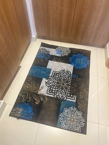 Used decorative blue  grey modern rug - good condition 120x80cm