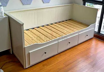 IKEA Hamnes daybed with 3 big storage drawers and 2 IKEA mattresses