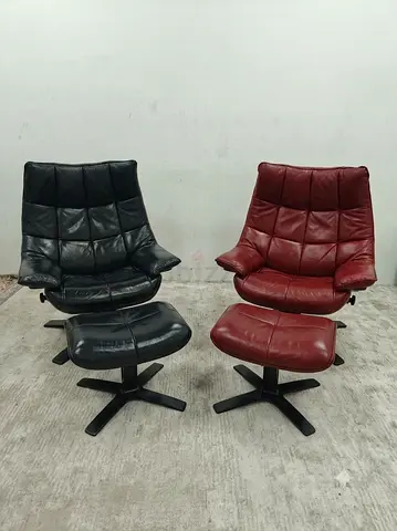 Natuzzi Italia Original leather Re vive armchair with ottoman
