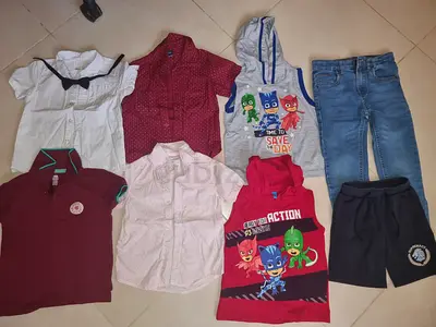 Lot of 8 Boys Clothing - Shirts, Hoodies, Jeans  Shorts(1 free pajama set) 4-6 yrs old