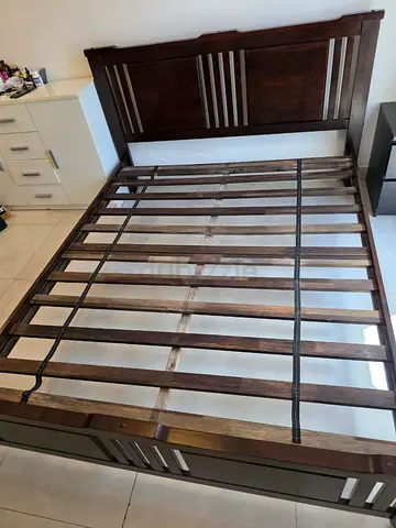 Solid Wooden Double Bed Frame with Headboard (No Mattress)