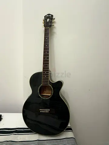 Black Cutaway Acoustic Guitar - Good Condition