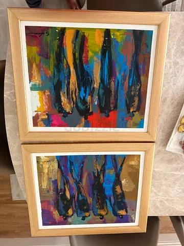 Pair of Framed Abstract Figurative Paintings 50x60 each