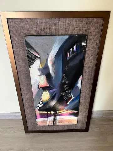 Framed Abstract Painting with Textured Mat — Ready to Hang