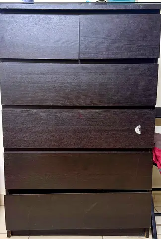 IKEA Hemnes-style 5-drawer Chest Black - average Condition, Bottom most two drawer requires repair