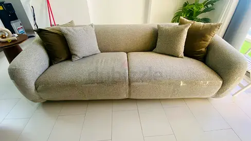 Modern 3-Seater Neutral Fabric Sofa – New Condition (not even a month old sofa)