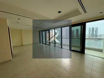 Three-bedroom apartment with a living room for annual rent in Al Khan, suitable for families. Features include free central air conditioning and centr