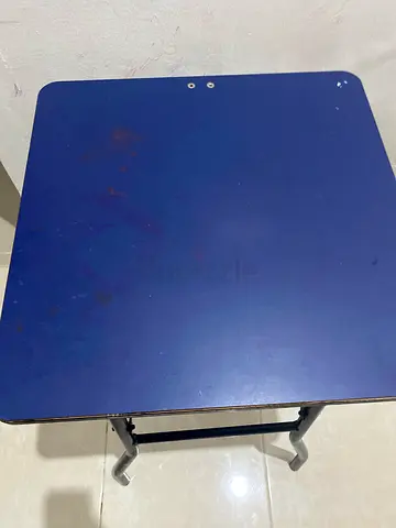 Small blue folding table — used, sturdy