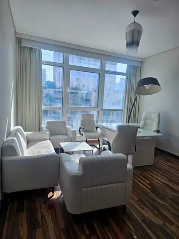 White Leather Living Room  Office Furniture Set — Good Condition
