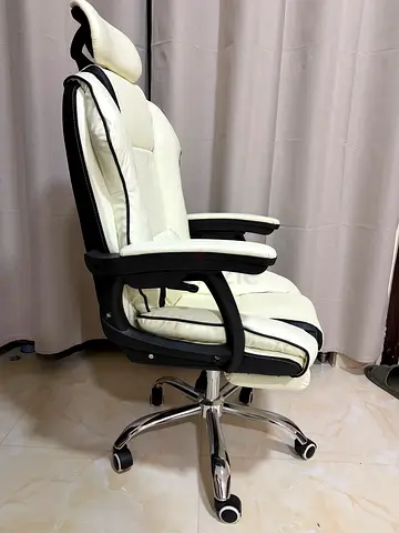 White Ergonomic Office Chair with Headrest - Good Condition