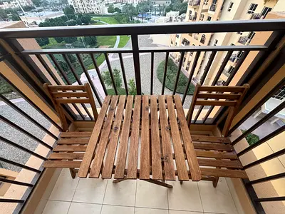 Compact Wooden Balcony Bistro Set - Folding Table + 2 Chairs