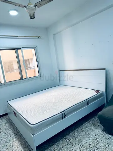 White King size Bed Frame with Mattress — Good Condition and no damages