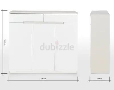 White Modern Shoe Cabinet 30 pair with Drawers and Doors