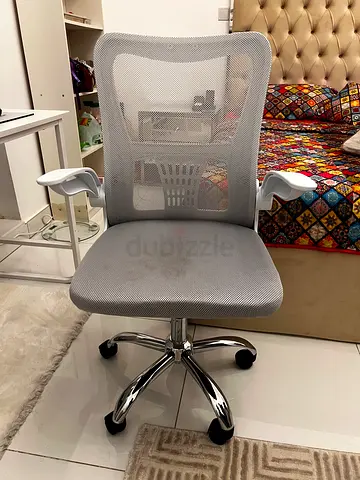 IKEA office table and Light grey mesh ergonomic office chair with armrests - good condition