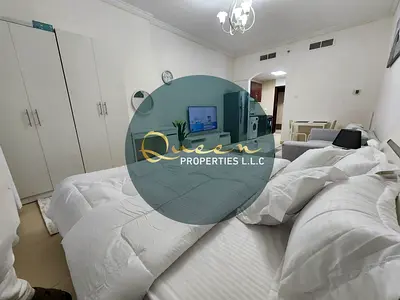 Furnished studio for monthly rent in Al Yasmeen Towers Al Jurf 2 opposite Ajman City Centre including bills internet and parking for AED 3300 with AED
