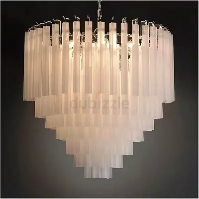 Designer frosted Glass Chandelier pair