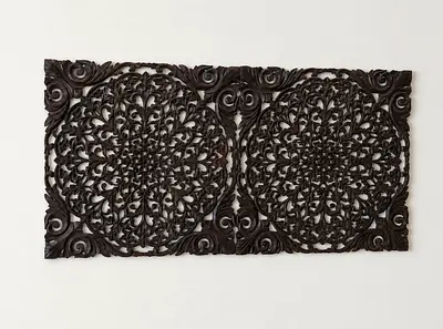 Marina Home Hand-carved Wooden Wall Panel — Decorative Pair, Dark Finish