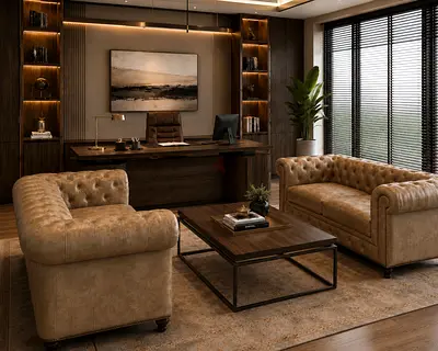 Pair of Timothy Oulton Chesterfield Leather Sofas from Marina Home