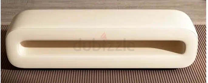 Modern low-profile white leather bench