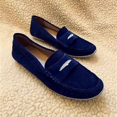 Navy Blue Suede Loafers - Comfortable Slip-On Driving Shoes