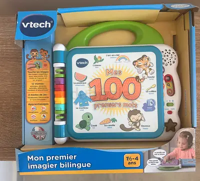 VTech 100 first words sea and safari animalFrench /English bilingual interactive baby book