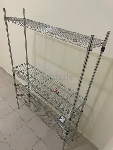 Chrome 4-Tier Metal Wire Storage Rack - Good Condition