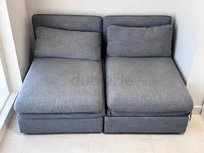 Pair of modular grey lounge sofa seats (2 pieces) - good condition