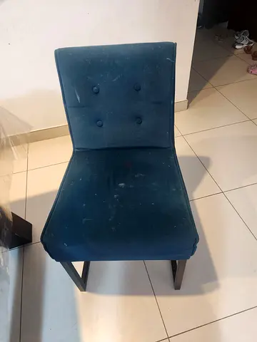 6 Green velvet  dining chair with steel frame for sale