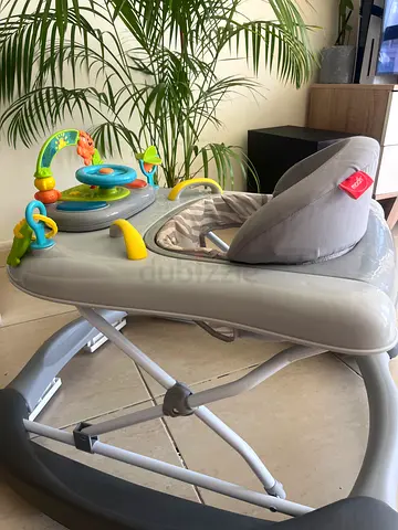 Baby Walker with Detachable Toy Tray - Light Grey